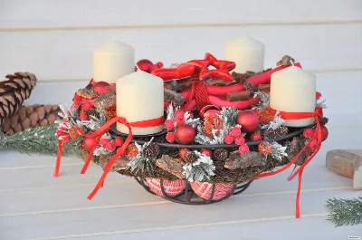 Dekoračný adventný podnos so 4 sviečkami, červený – foto 2