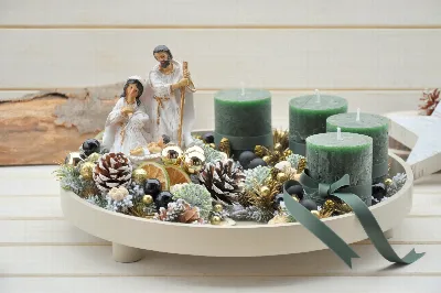 Adventný podnos, so Svätou rodinkou – foto 4