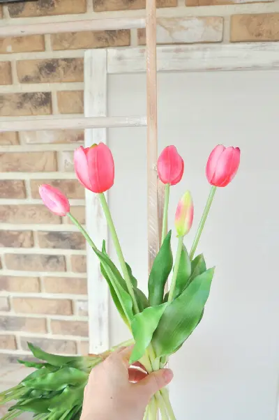 Kytica ružových tulipánov, umelá, zväzok 5kusov – foto 4