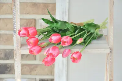 Kytica ružových tulipánov, umelá, zväzok 5kusov – foto 5