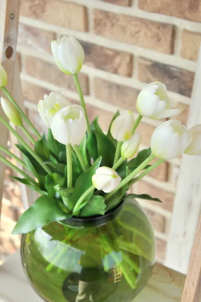 Kytica bielych tulipánov, umelá, zväzok 5kusov – foto 2