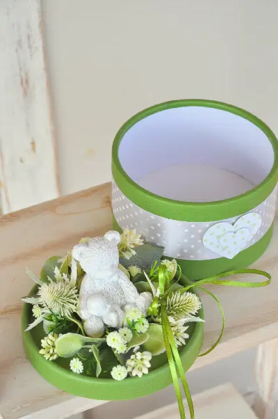 Darčekový box s kvetinovým vrchnákom, priemer 13cm – foto 2